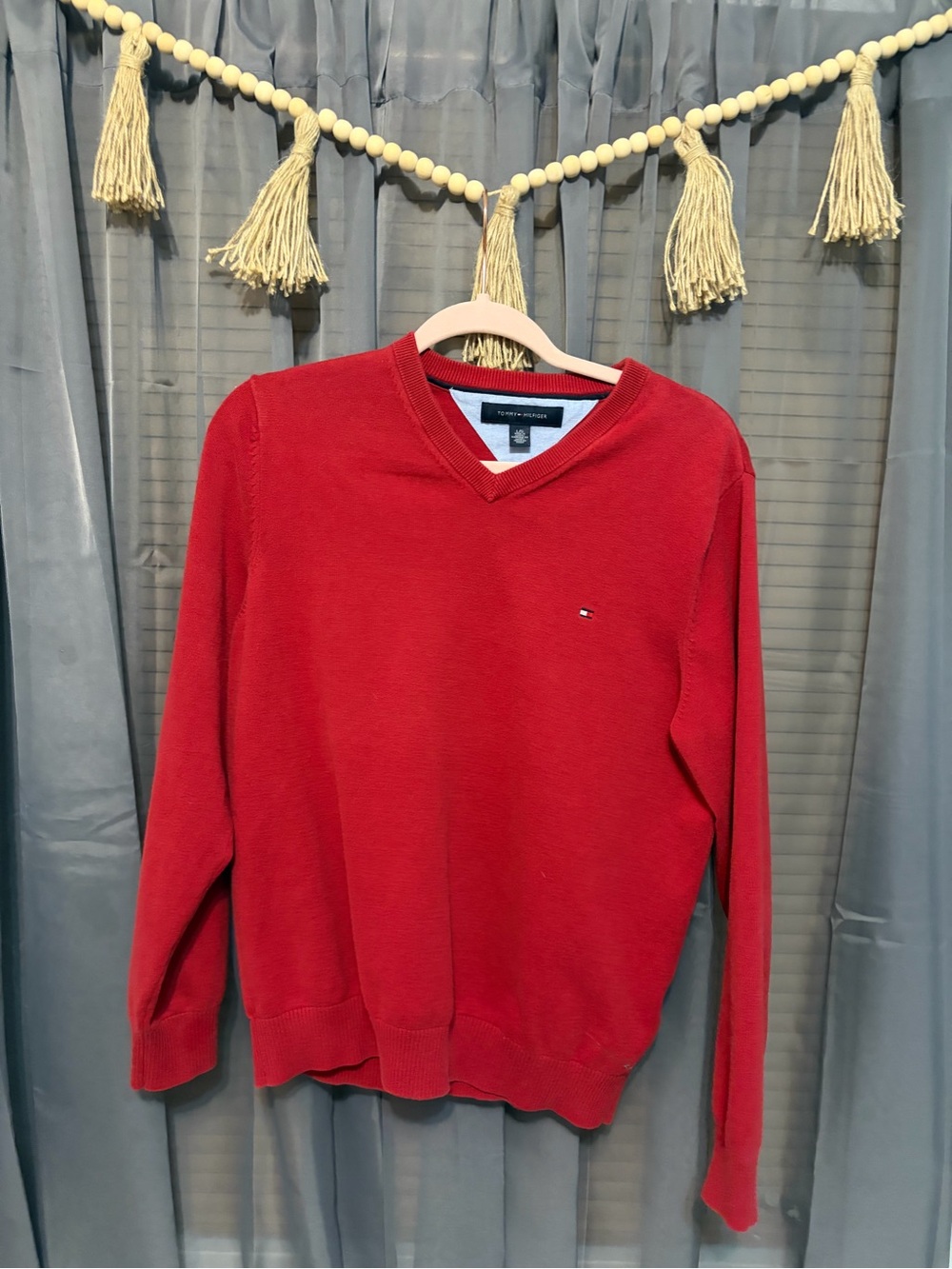 Tommy Hilfiger Red V-Neck Men's Sweater